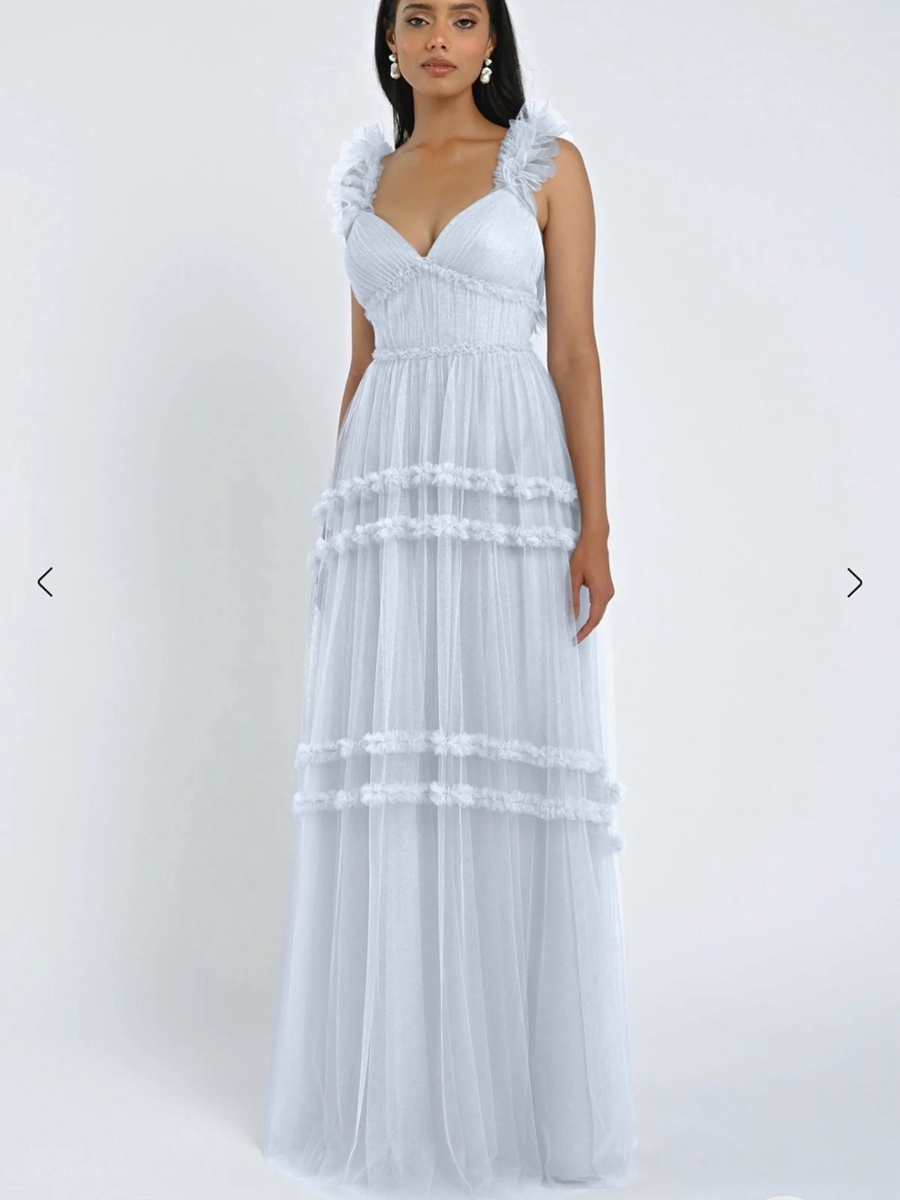 Jenny Yoo Graham Whisper Blue Ruffle-Strap Tulle Bridesmaids Dress
